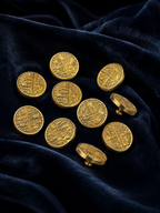 Luxury Gold Embellished Metal Coat Buttons Set of 10