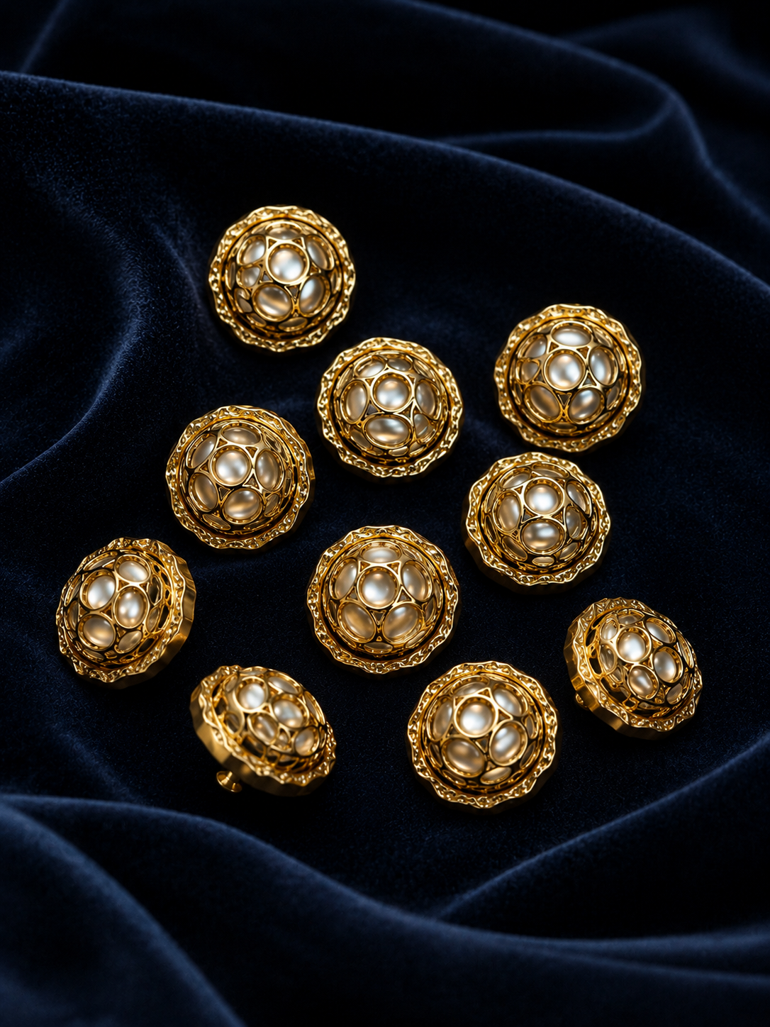 Pack of 10 Luxury Gold Pearl Embellished Coat Buttons