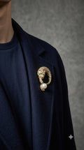 Gold Leopard Brooch with Pearl Drop & Emerald Eyes