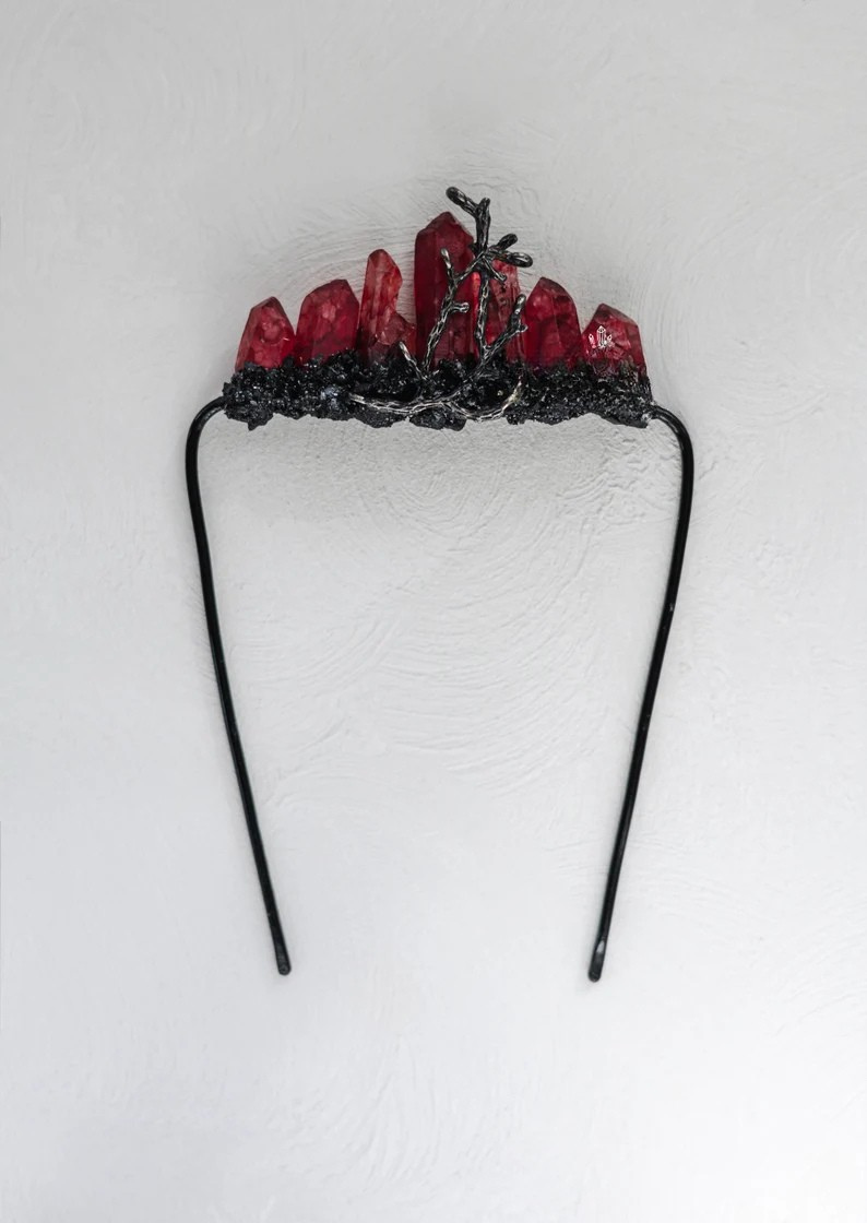 Red and Black Crystal Pocket Boutonniere