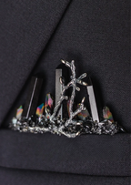Black Crystal Dark Pocket Boutonniere