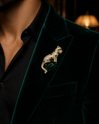Emerald Guardian Leopard Brooch