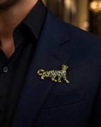 Regal Leopard Crystal Brooch