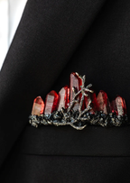 Red and Black Crystal Pocket Boutonniere