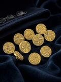 Luxury Gold Embellished Metal Coat Buttons Set of 10