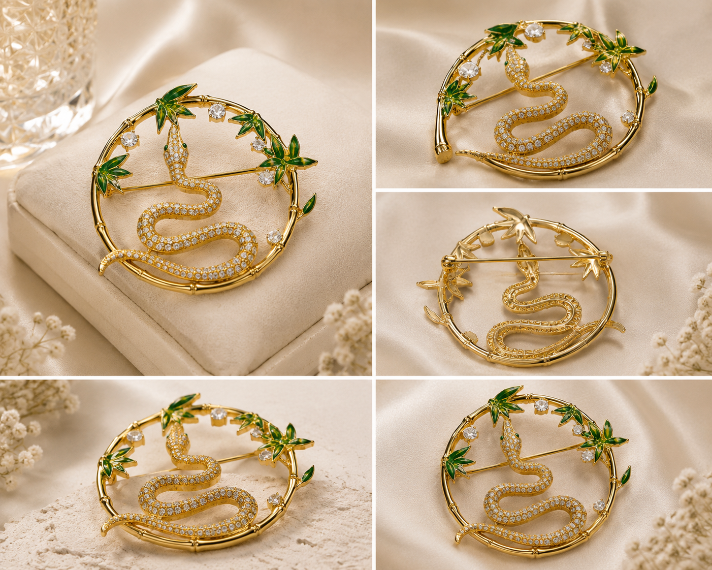Luxury Gold Snake Brooch