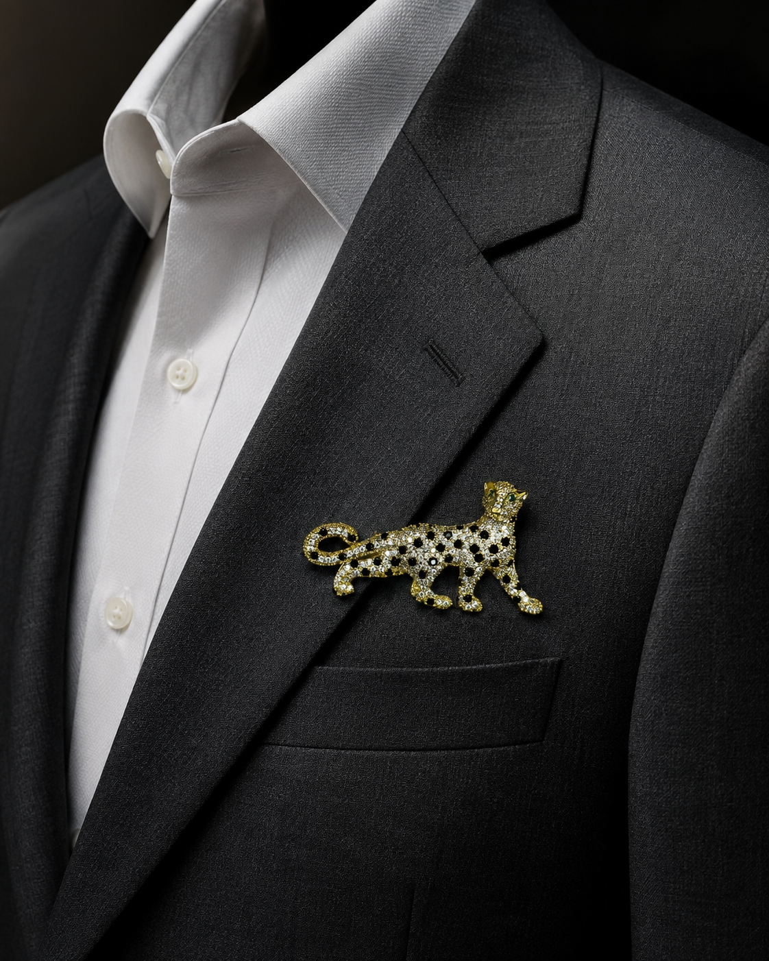 Regal Leopard Crystal Brooch