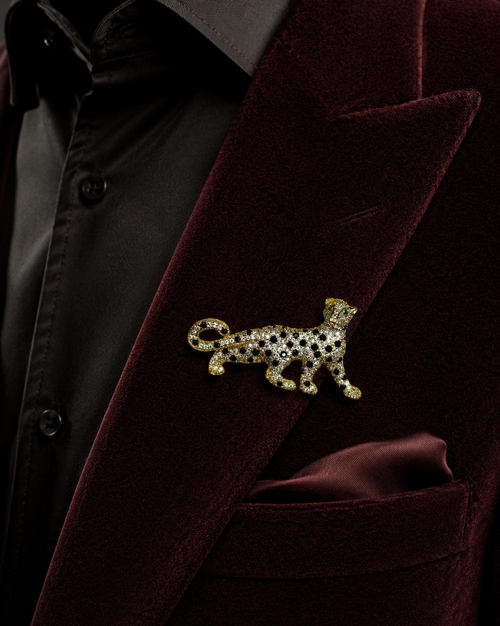 Regal Leopard Crystal Brooch