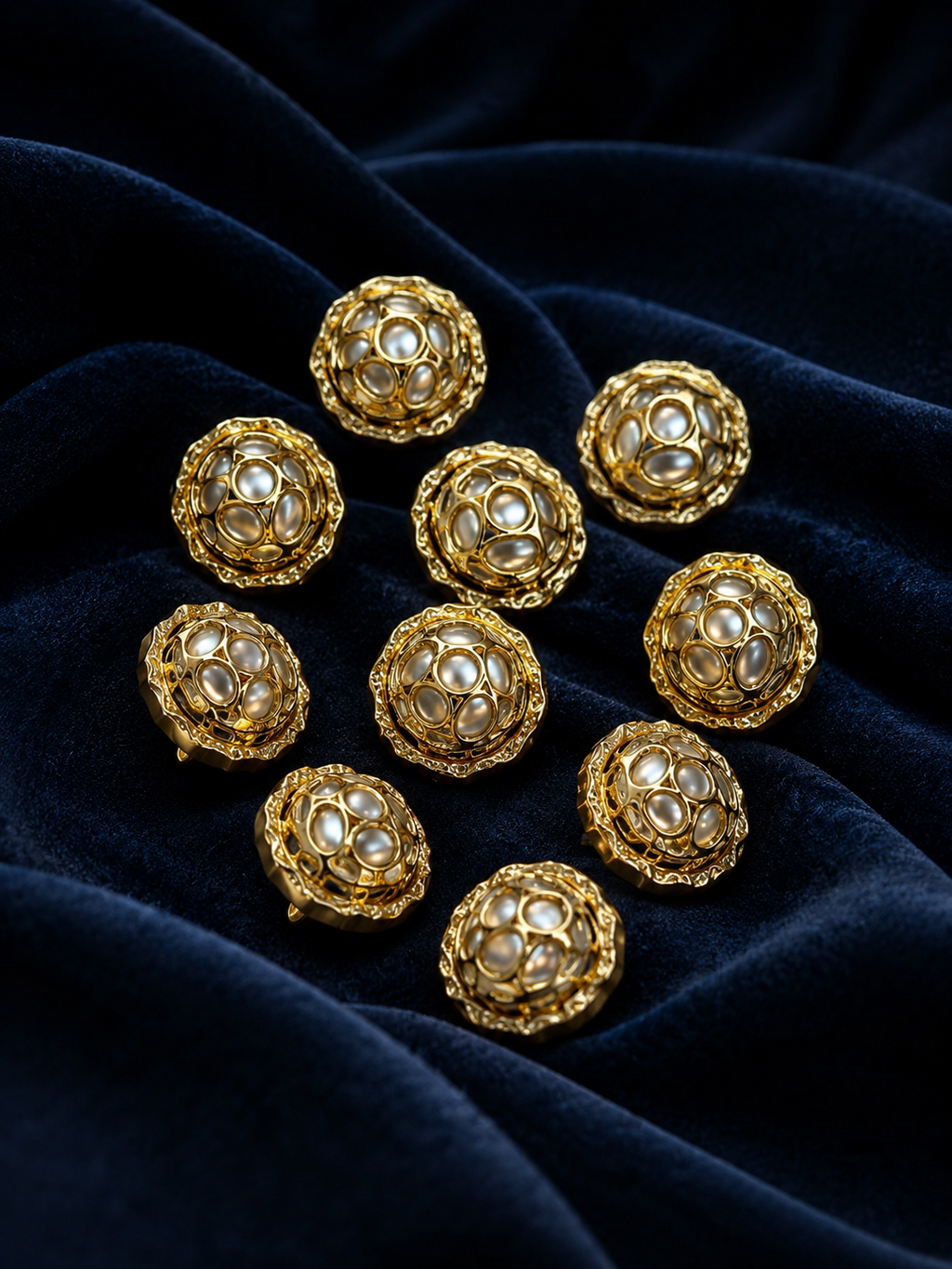 Pack of 10 Luxury Gold Pearl Embellished Coat Buttons