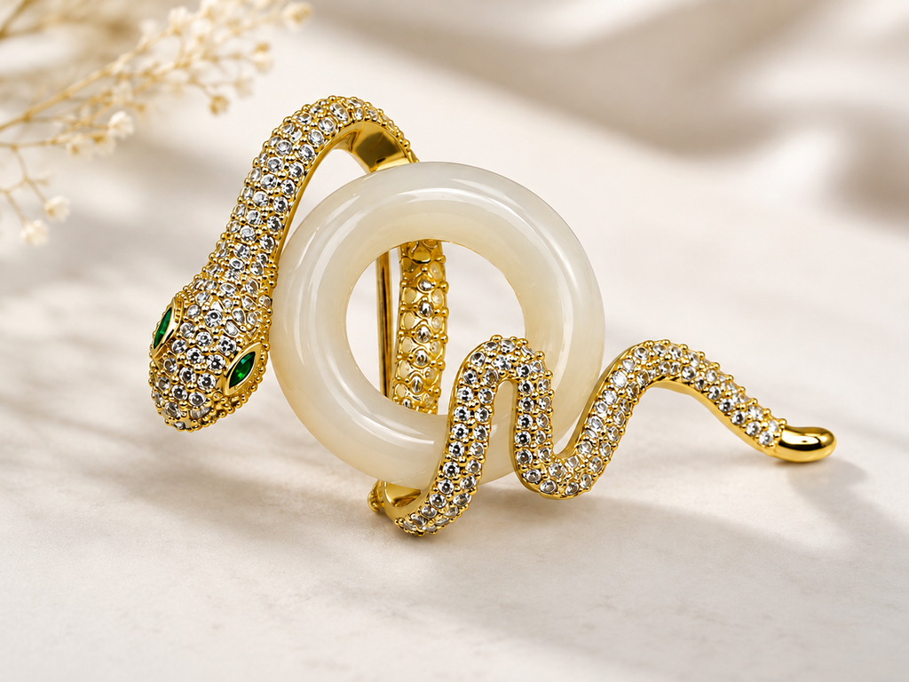 Luxury Gold Snake Brooch for Men's Blazer, Coat & Bandhgala
