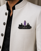 Gothic Moon & Pentagram Crystal Pocket Boutonniere