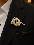 Luxury Gold Snake Brooch for Men's Blazer, Coat & Bandhgala