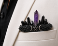 Gothic Moon & Pentagram Crystal Pocket Boutonniere