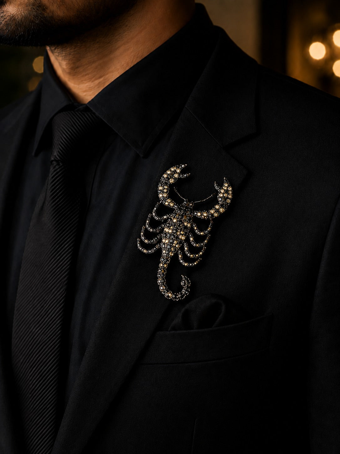 Black Scorpion Brooch for Men