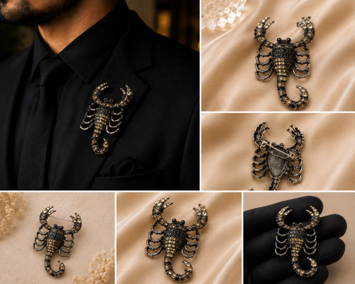 Black Scorpion Brooch for Men