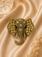 Gold Elephant Brooch with Crystal Accents