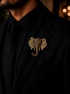Gold Elephant Brooch with Crystal Accents