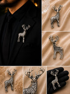 Silver Stag Deer Brooch