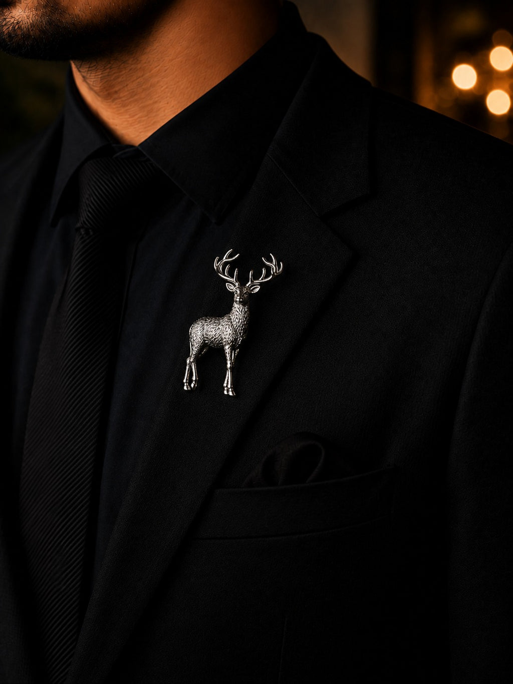 Silver Stag Deer Brooch