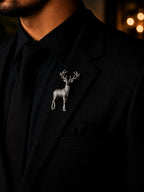 Silver Stag Deer Brooch