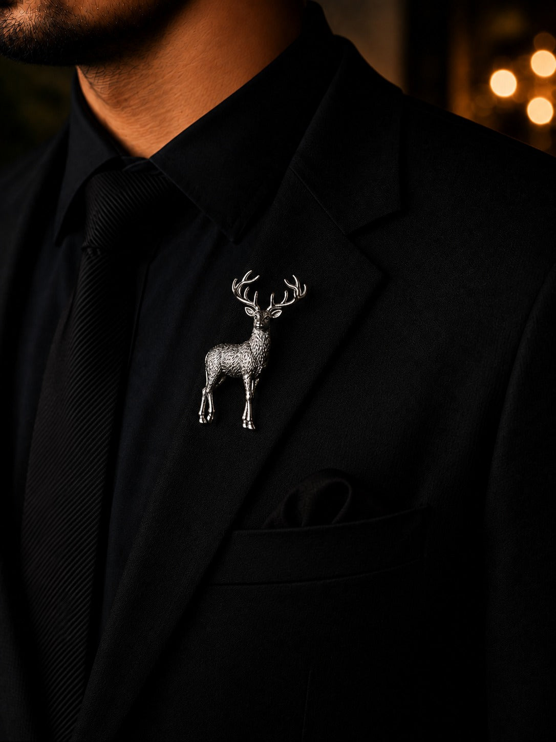 Silver Stag Deer Brooch