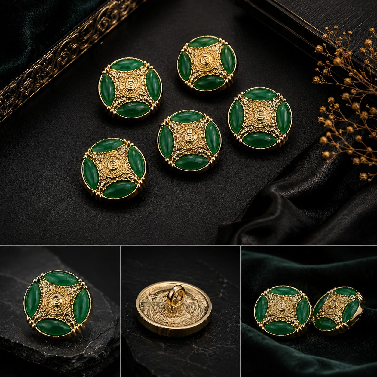 Emerald Green Vintage Blazer Button Set