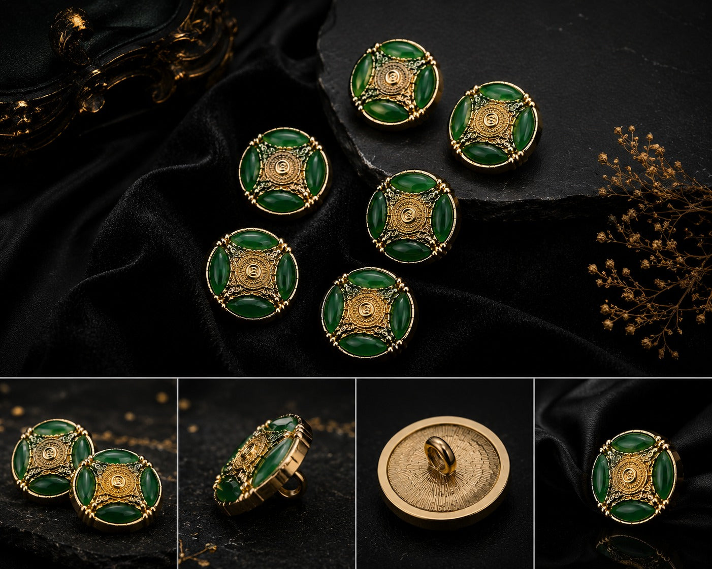 Emerald Green Vintage Blazer Button Set