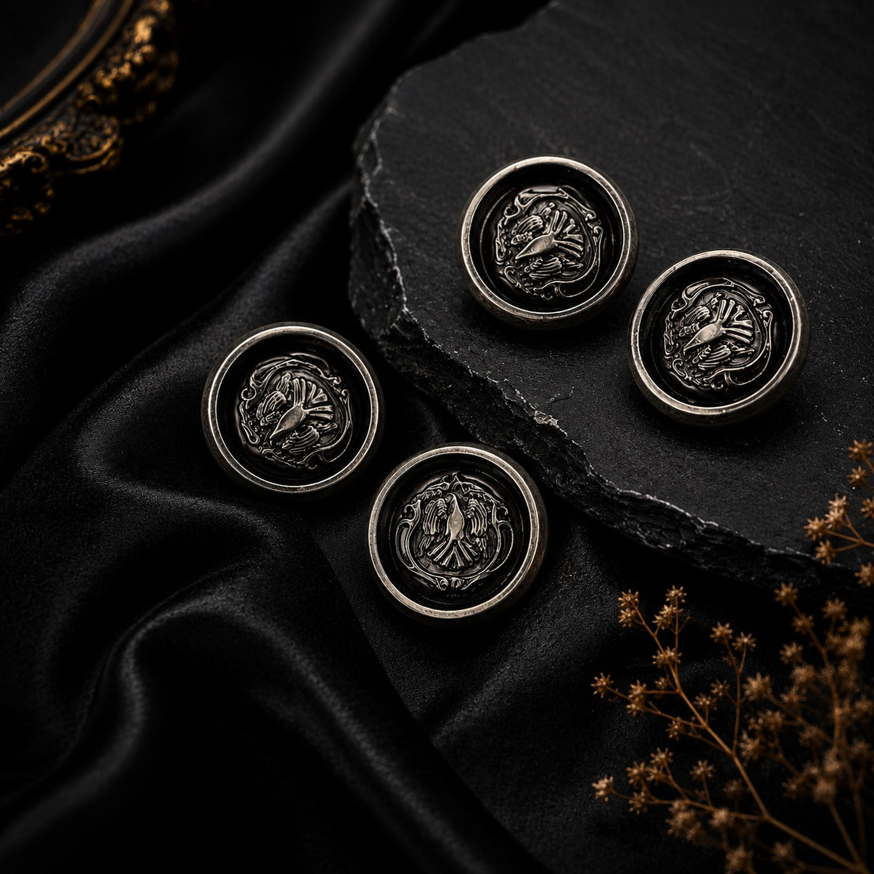 Silver Bird Crest Blazer Button Set