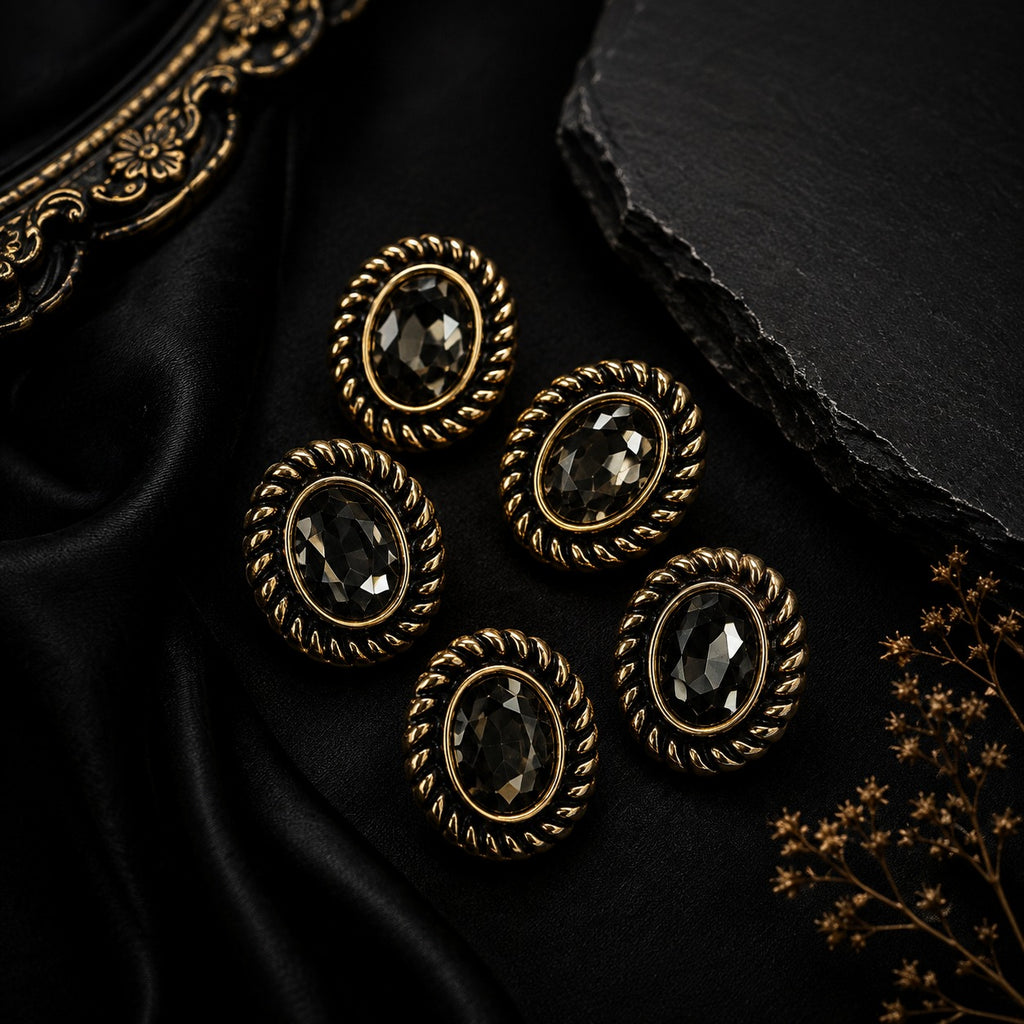 Black Crystal Blazer Button Set