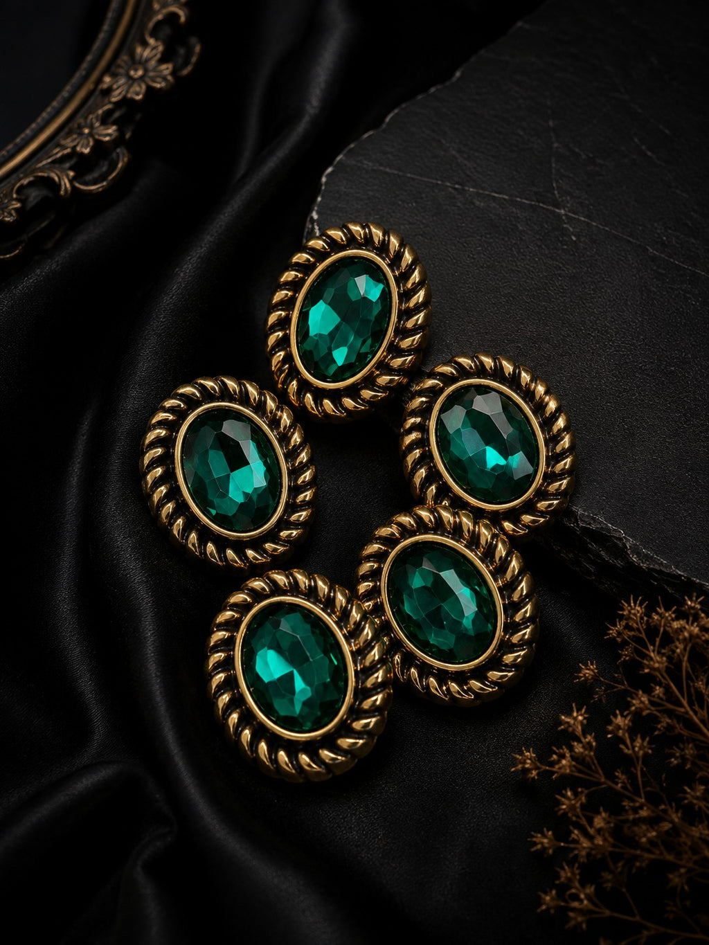 Emerald Green Crystal Blazer Button Set