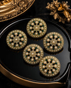 Pearl & Emerald Gold Royal Statement Buttons – Set of 5