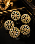 Pearl & Emerald Gold Royal Statement Buttons – Set of 5