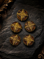 Antique Amber Stone Royal Kurta Buttons – Set of 5
