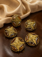 Antique Amber Stone Royal Kurta Buttons – Set of 5