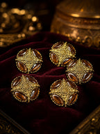 Antique Amber Stone Royal Kurta Buttons – Set of 5