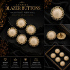 Pearl-Effect Gold Chain Border Buttons – Set of 5