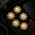 Pearl & Crystal Gold Statement Buttons – Set of 5