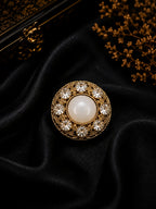 Luxury Pearl & Crystal Gold Statement Buttons – Set of 5