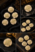 Luxury Ivory Stone Antique Gold Kurta Buttons – Set of 5