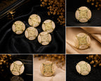 Luxury Ivory Stone Antique Gold Kurta Buttons – Set of 5
