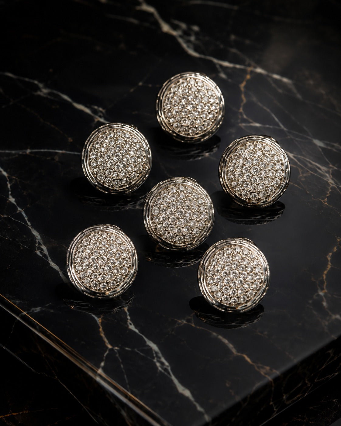 Silver Crystal Kurta Buttons
