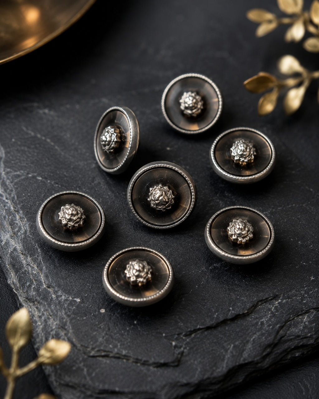 Heritage Rose Silver Buttons