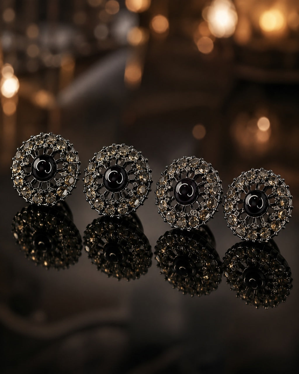 Midnight Halo Crystal Buttons