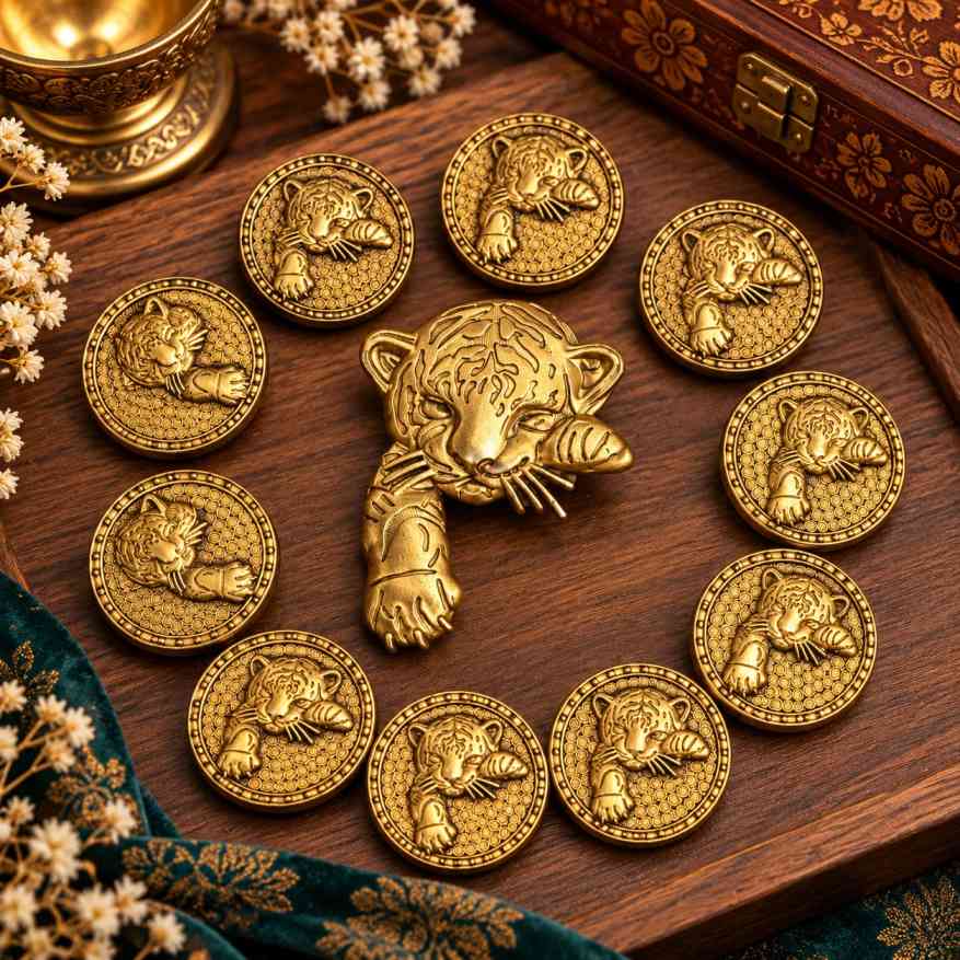 Royal Tiger Brooch with 10 Free Matching Buttons