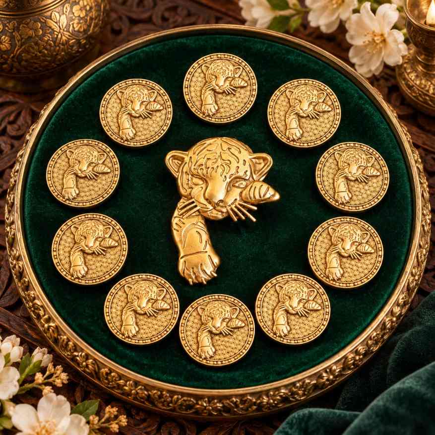 Royal Tiger Brooch with 10 Free Matching Buttons