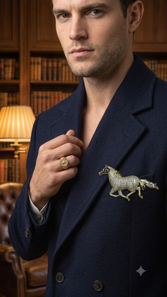Royal Gallop Crystal Horse Brooch