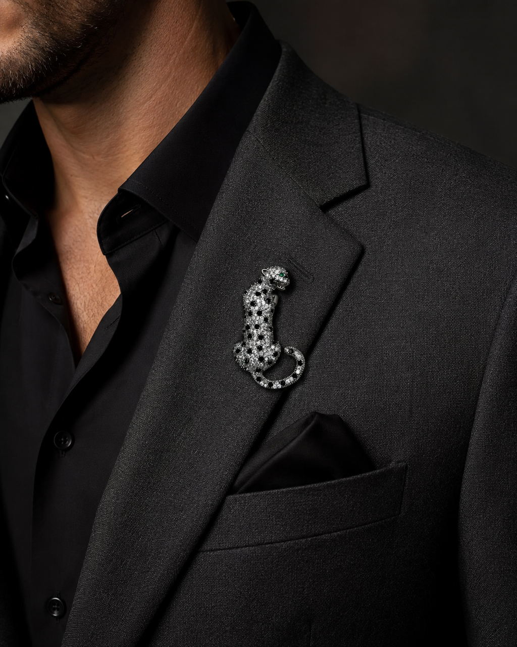 Midnight Panther Crystal Brooch