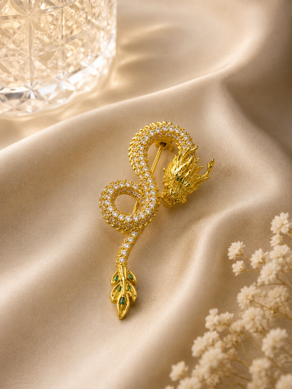 Luxury Gold Dragon Brooch