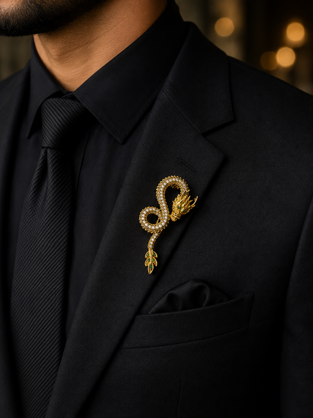 Luxury Gold Dragon Brooch