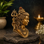 Lord Shiva Trishul Antique Gold Brooch for Men